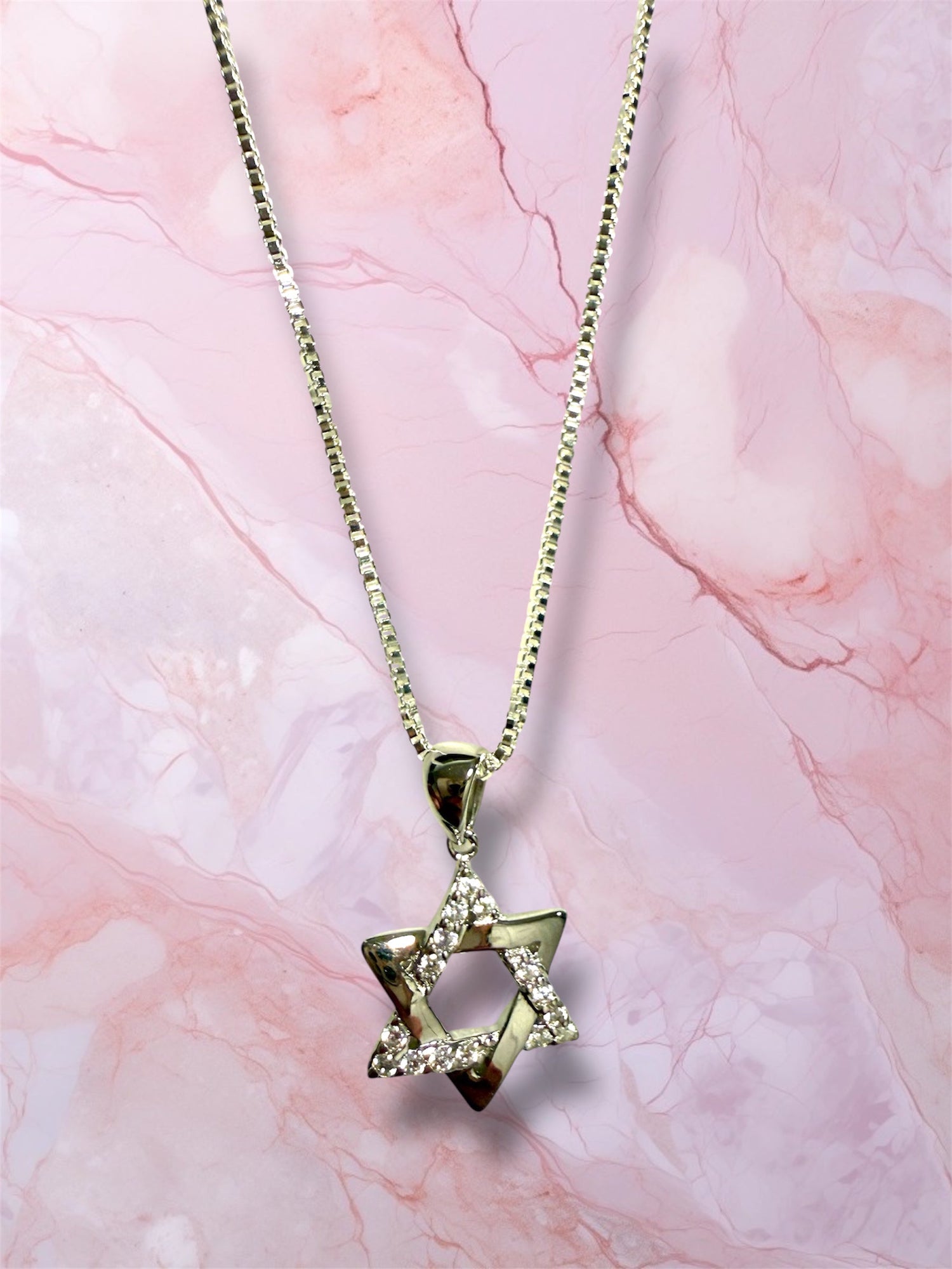 Interwoven sterling Star of David pendant lined with cubic zirconia | Judaica Square Lakewood (view 7)