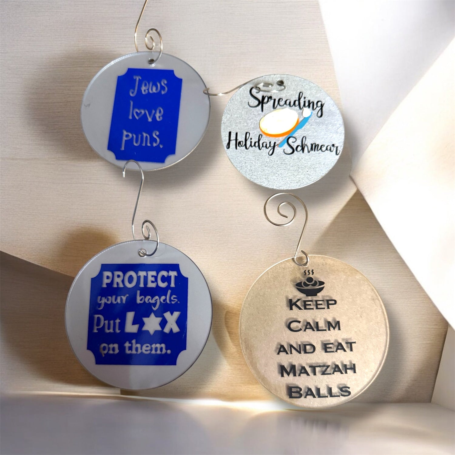 Wooden Shofar So Good pun ornament painted with beads and wire | Judaica Square Lakewood (view 17)