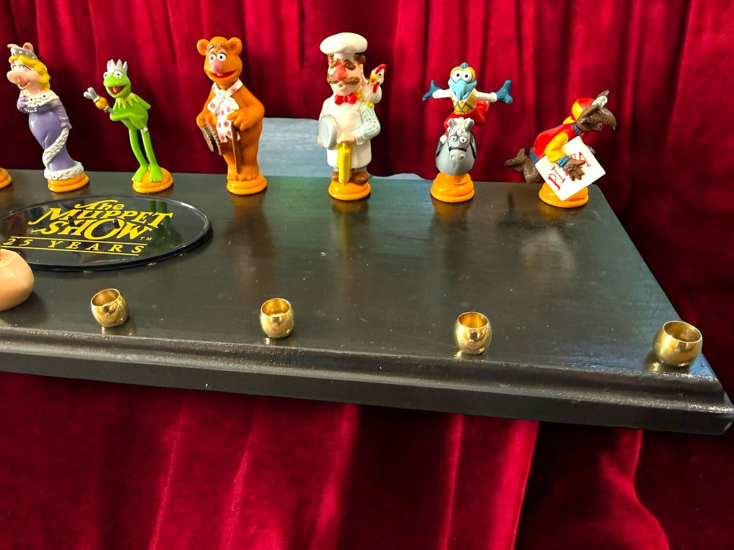 Muppets cast menorah — nine repurposed Muppets figures along a long plaque with brass cups | Judaica Square Lakewoo (view 28)