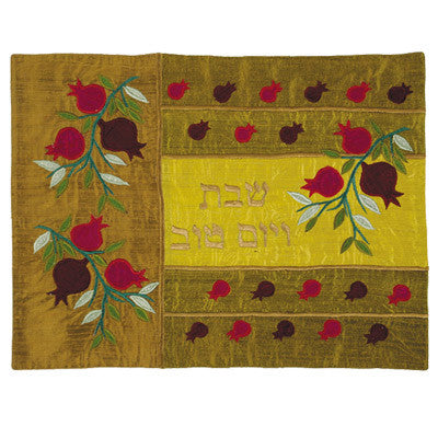 Copper Pomegranate  Raw Silk Applique'd Challa Cover (CAS13)