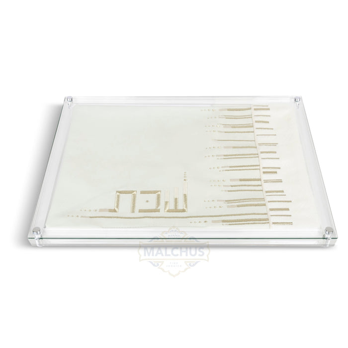 Glass Challah Board #652 Leather + Fur - Shabbos Accessories