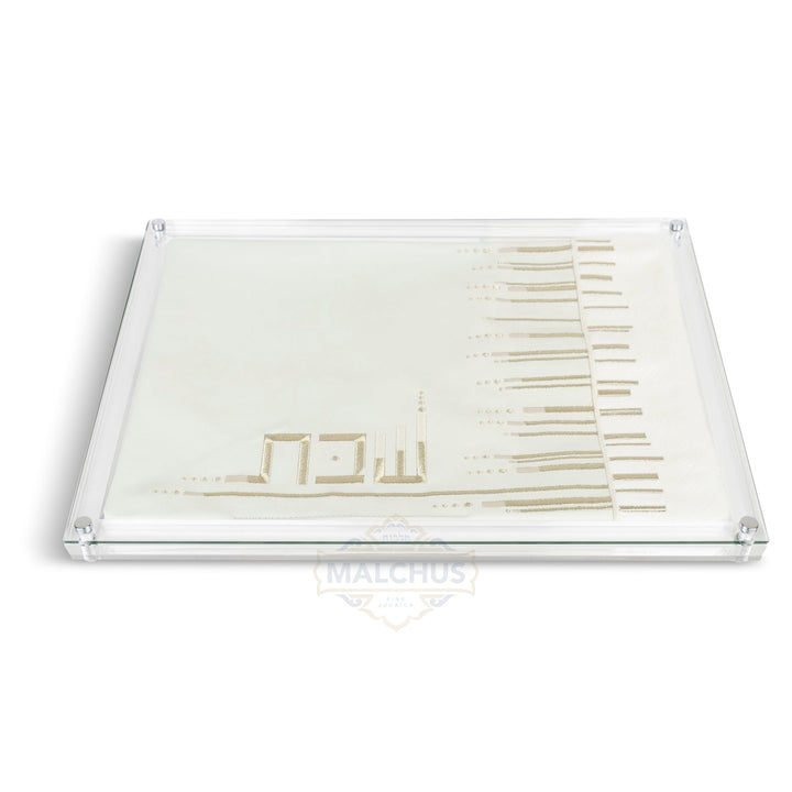Leather and Fur Challah Board with Glass Top, Design #652, 16x11