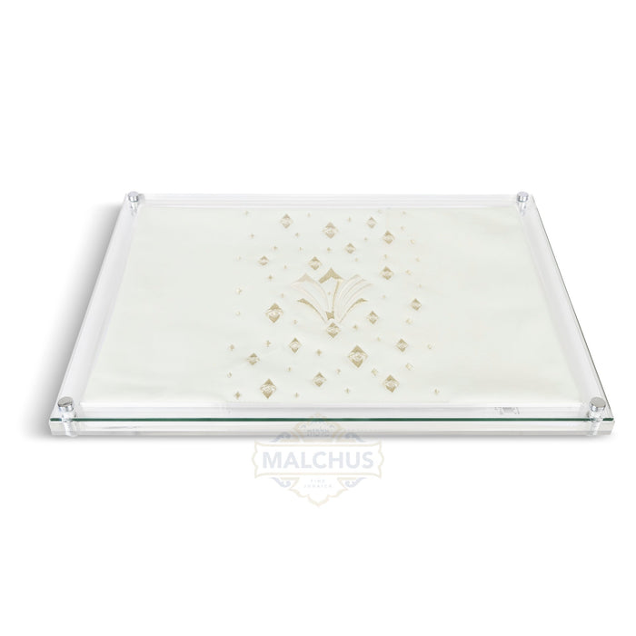 Glass Challah Board #680 Leather - Shabbos Accessories