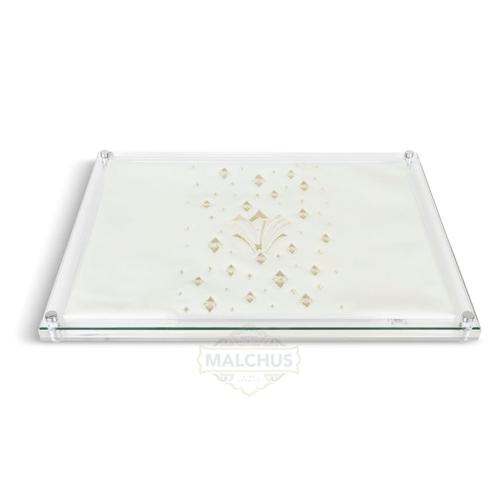 Leather-Look Challah Board with Glass Top, Design #680, 16x11