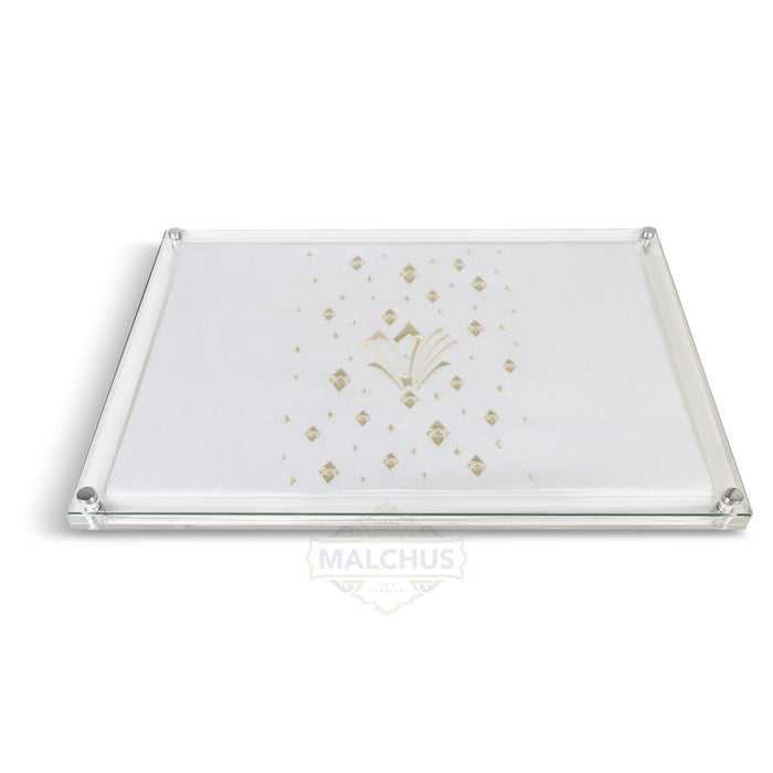 Glass Challah Board #686 Linen-look - Shabbos Accessories