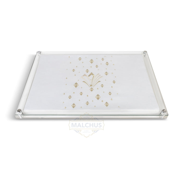 Linen-Look Challah Board with Glass Top, Design #686, 16x11