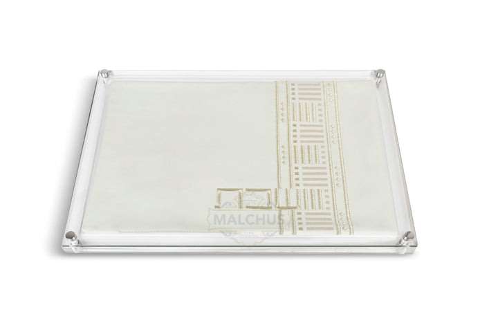 Leather-Look Challah Board with Glass Top, Design #690, 16x11