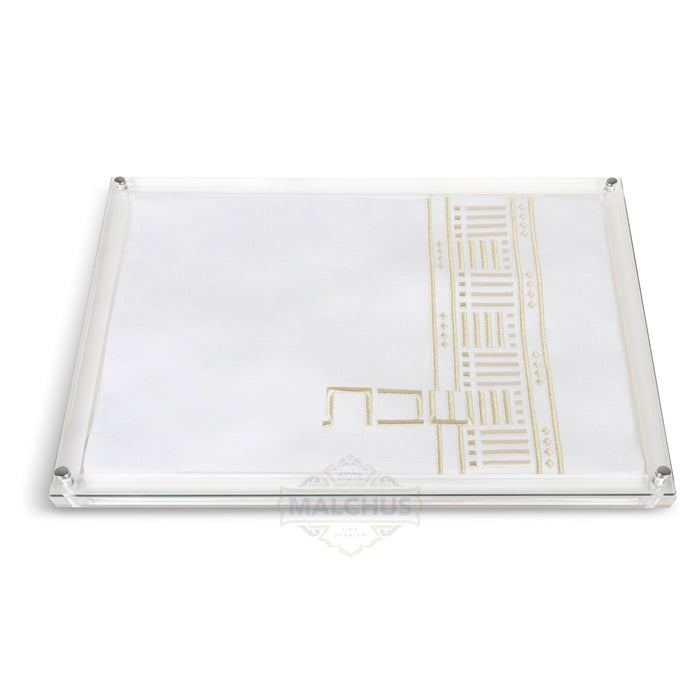Glass Challah Board #692 Linen-look - Shabbos Accessories