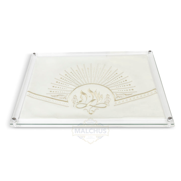 Leather-Look Challah Board with Glass Top, Design #825, 16x11
