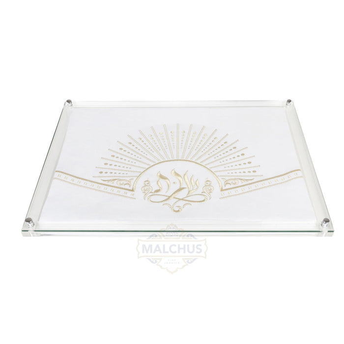 Glass Challah Board #826 Linen - Shabbos Accessories