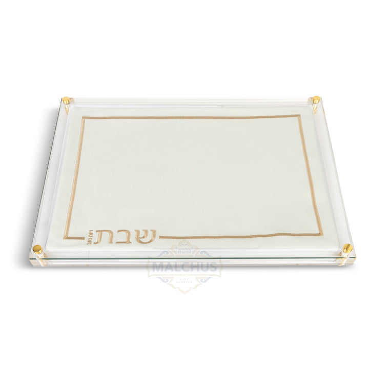 Leather-Look Challah Board with Glass Top, Design #855, 16x11