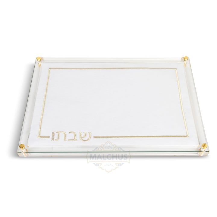 Linen-Look Challah Board with Glass Top, Design #856, 16x11