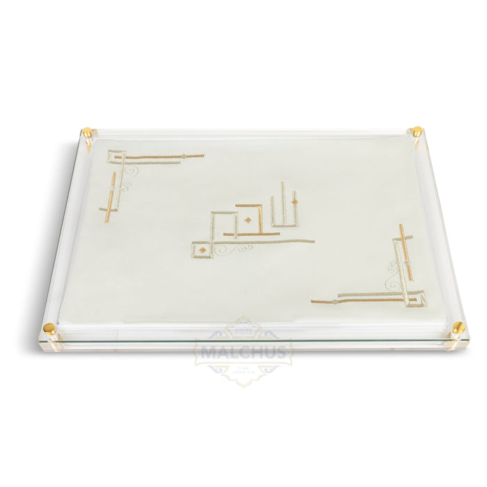 Glass Challah Board #875 Leather - Shabbos Accessories