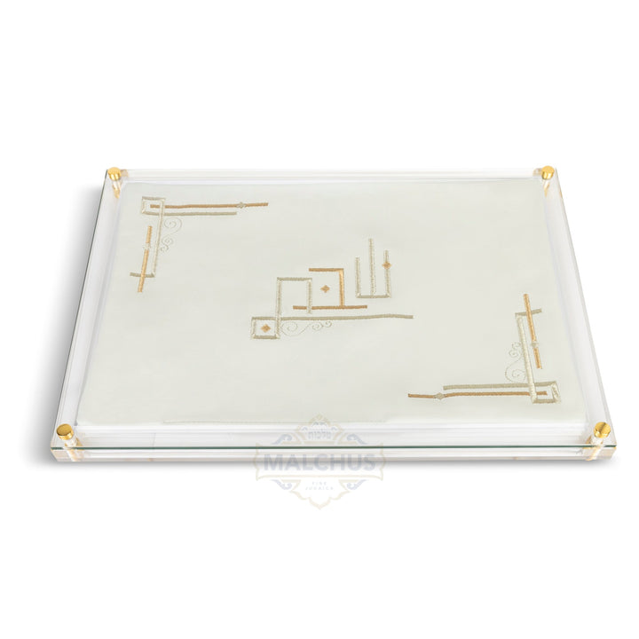 Leather-Look Challah Board with Glass Top, Design #875, 16x11