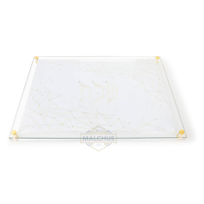 Glass Challah Board #920 Linen-look - Shabbos Accessories
