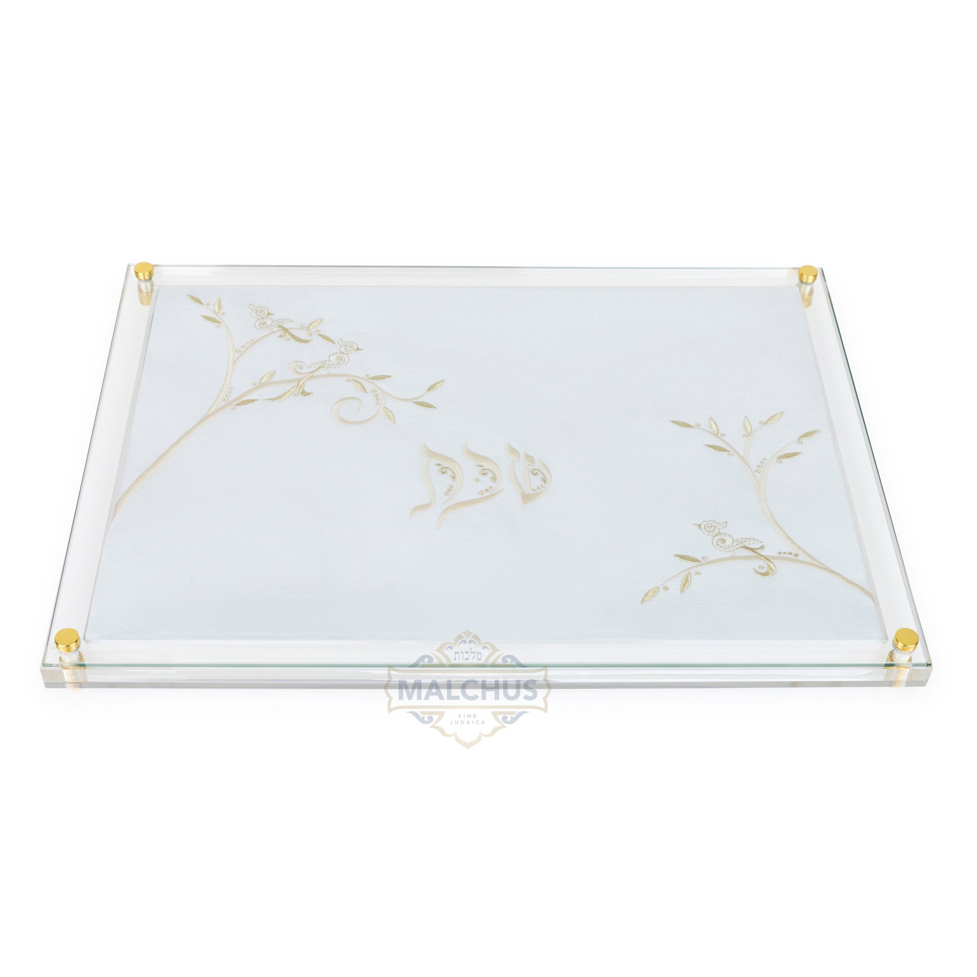 Glass Challah Board #940 Linen-look - Shabbos Accessories