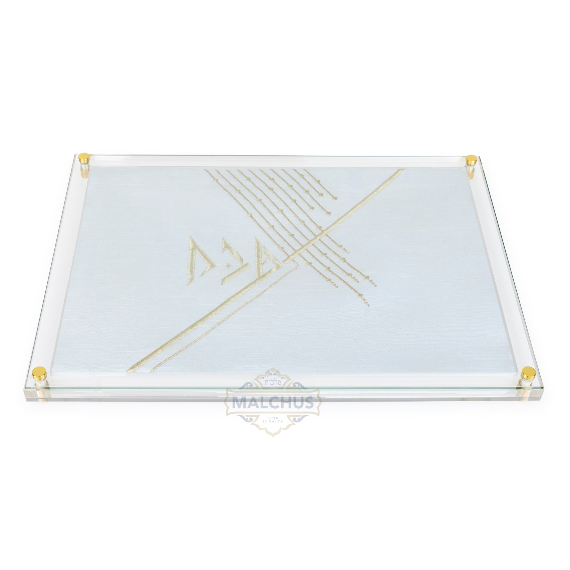 Glass Challah Board #950 Linen-look - Shabbos Accessories