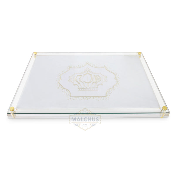 Glass Challah Board #990 Linen-look - Shabbos Accessories