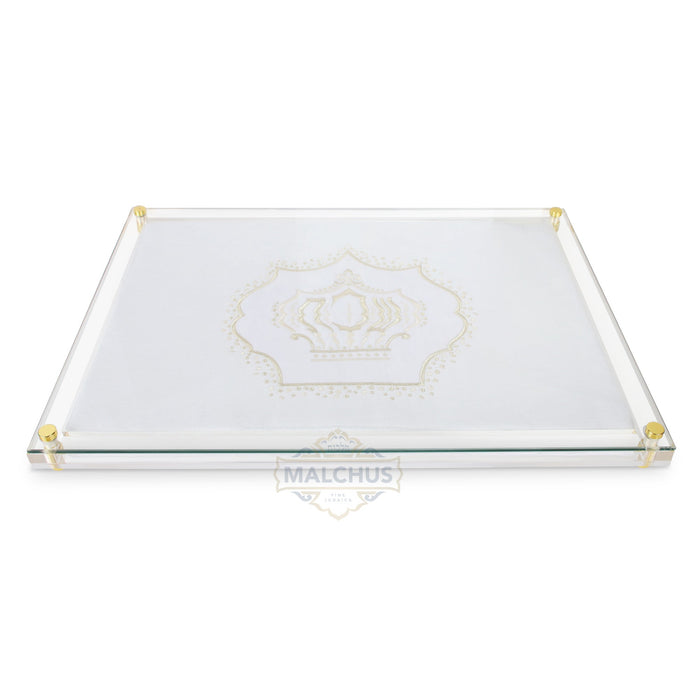 Glass Challah Board #990 Linen-look - Shabbos Accessories
