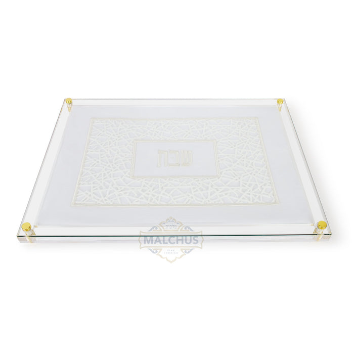 Glass Challah Board #992 Linen-look - Shabbos Accessories