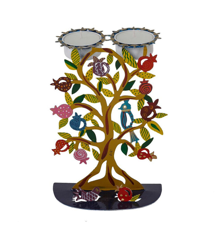 Emanuel Laser Cut Hand Painted Candlesticks-- Pomegranate (EM-CC2)