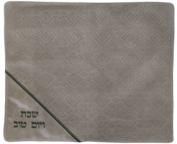 Prestige Leather Challah Cover — Geometric Design, Regal Collection (CC200C-Beige)