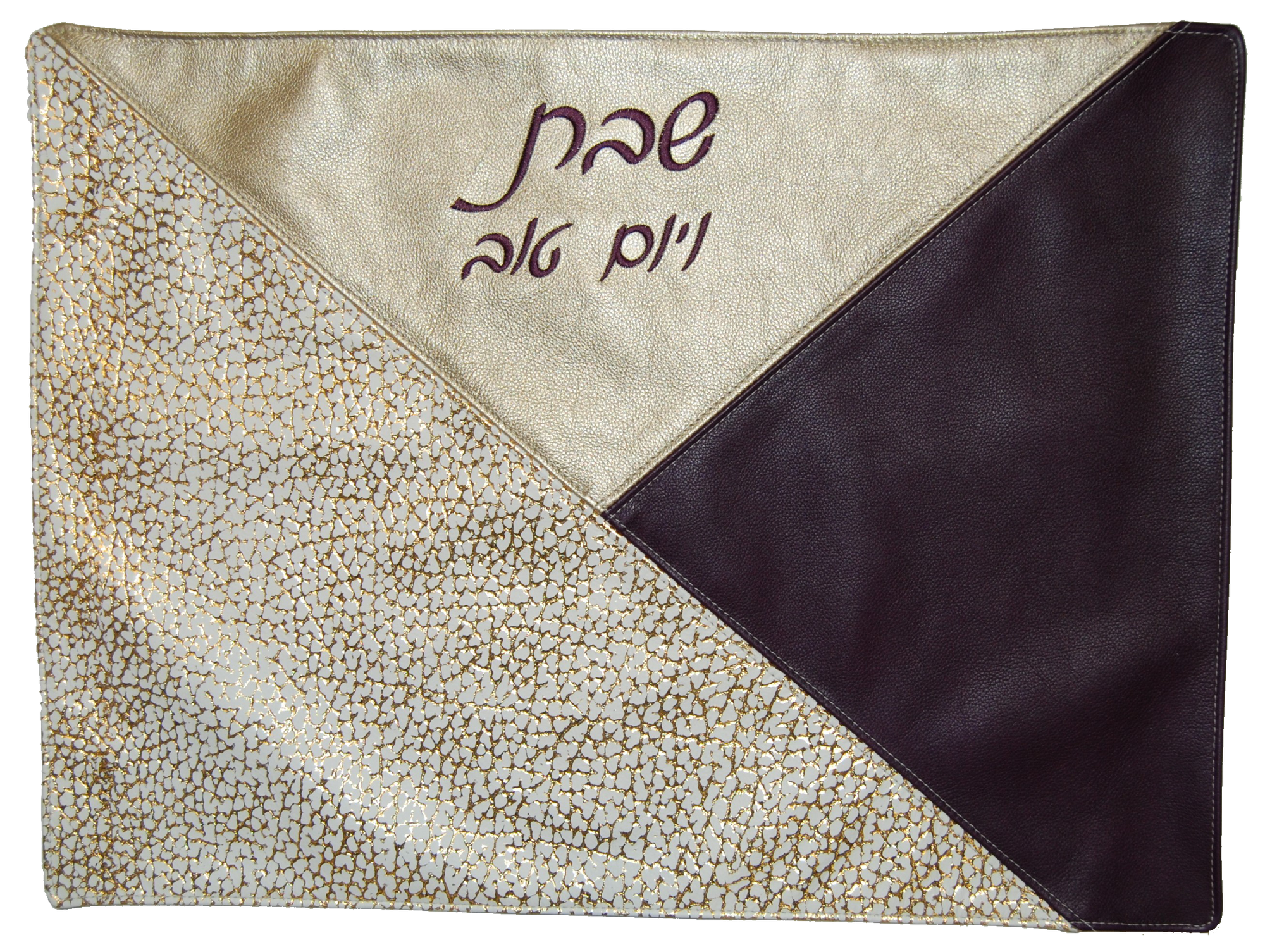 Prestige Leather Challah Cover — Geometric Design, Premier Collection (CC207-GO)