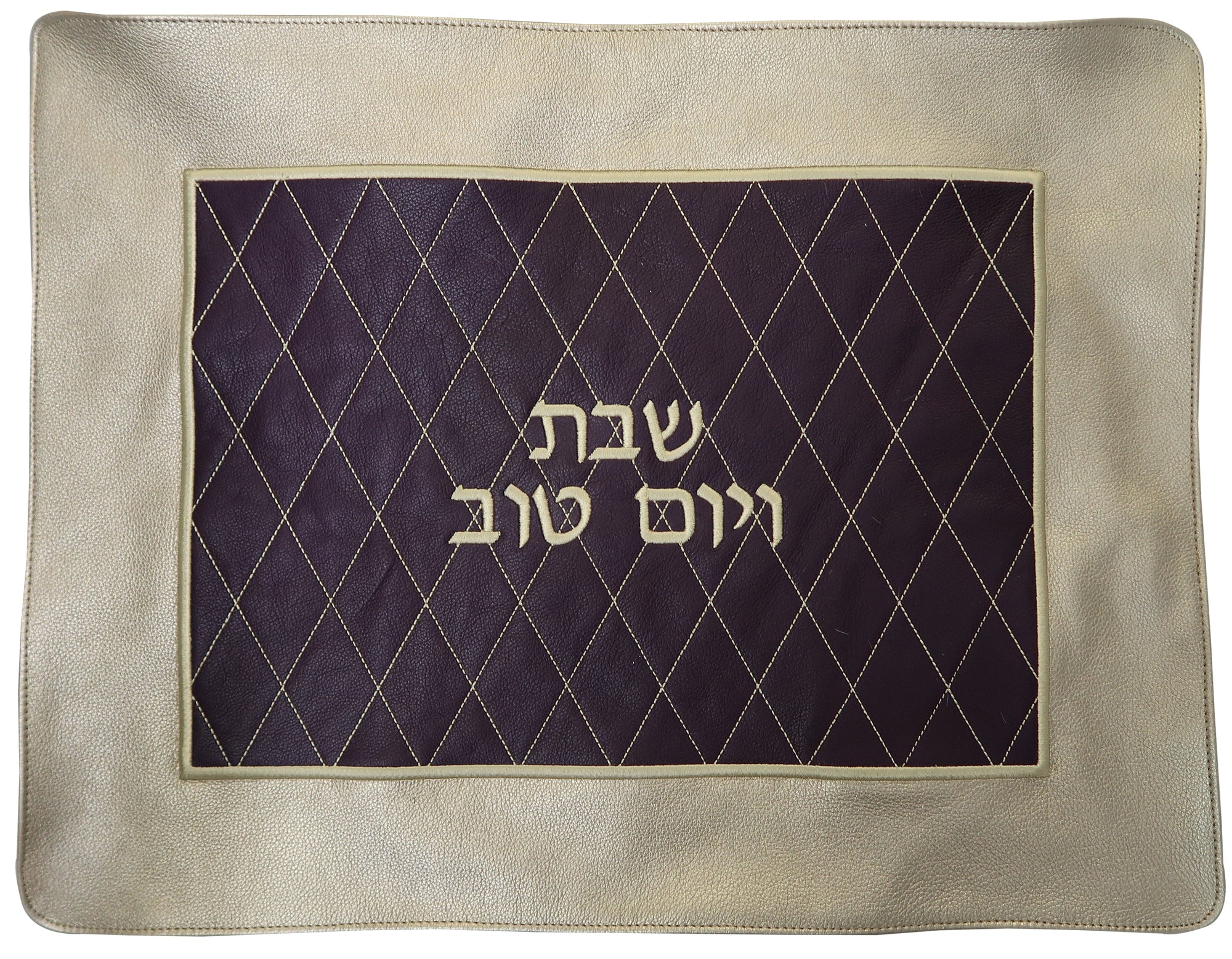 Prestige Leather Challah Cover — Geometric & Diamond Design, Exclusive Collection (CC305A-GO)