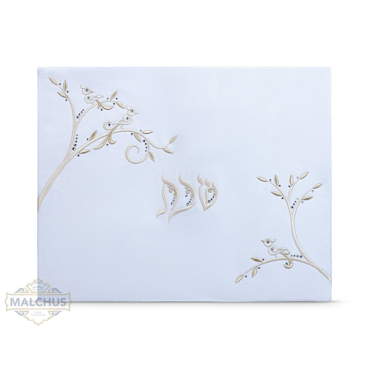 Linen Look Challah Cover with Embroidered Border #940