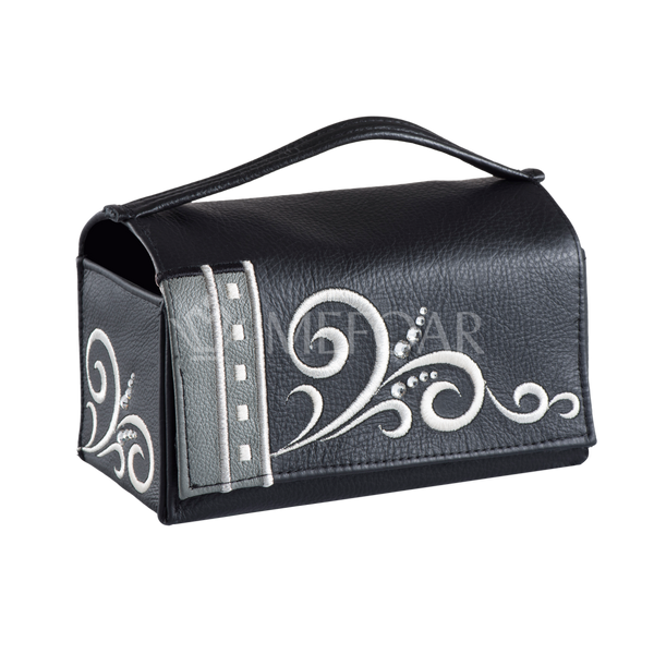 Black  and Grey Leather  Esrog Holder #346 - Lulav & Esrog Holders