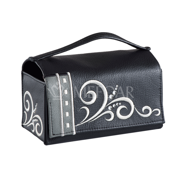 Black  and Grey Leather  Esrog Holder #346 - Lulav & Esrog Holders
