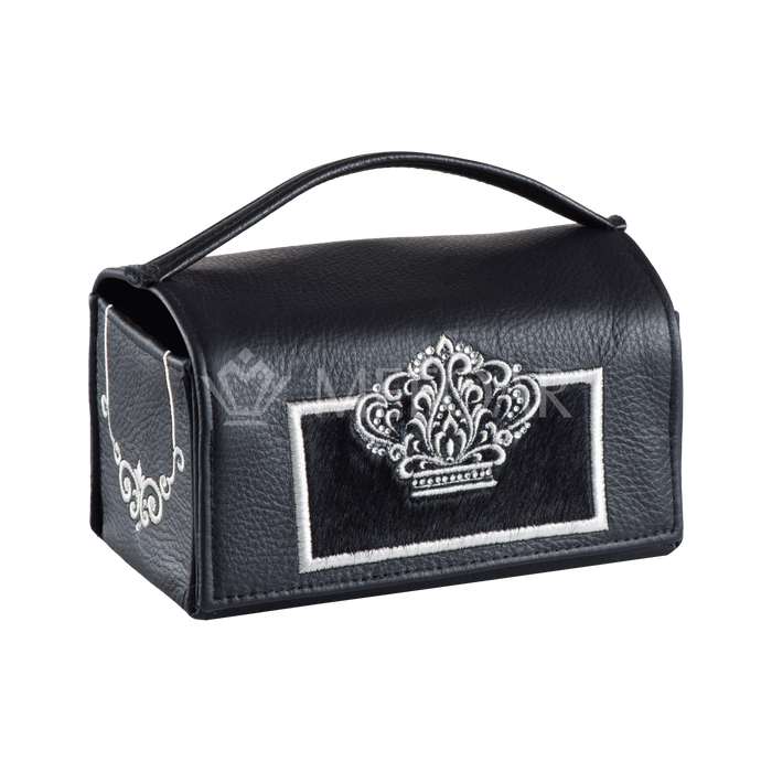 Black Leather with Black Fur Esrog Holder #408 - Lulav & Esrog Holders