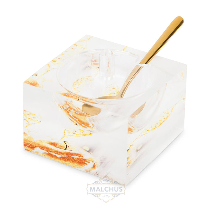 Clear lucite honey dish design 328 | Judaica Square Lakewood