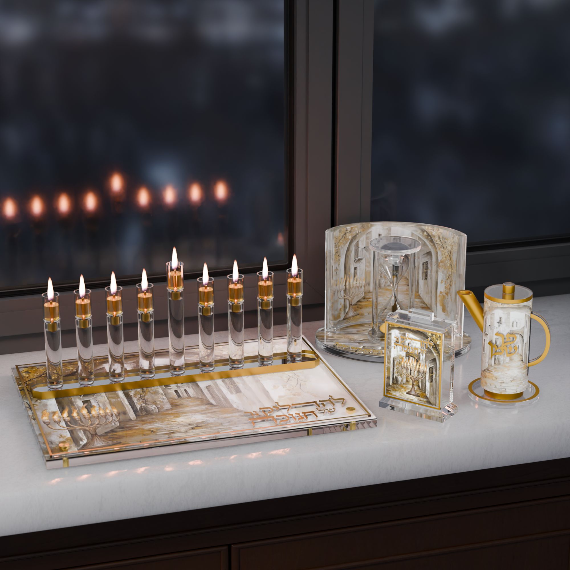 Golden Arch Chanukah Match Holder