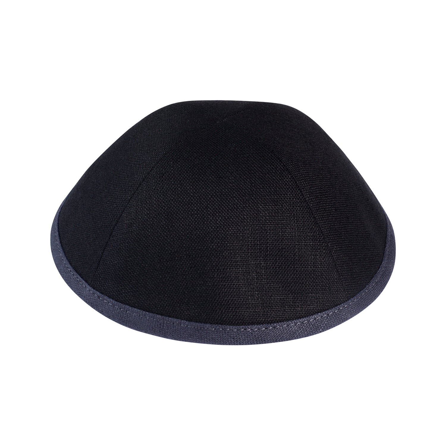 Close-up of Black Linen Kippah rim trim detail