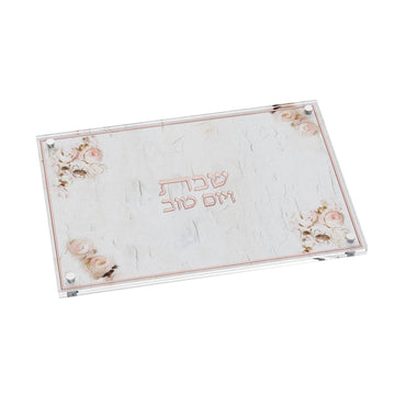 Leatherite Blush Rose Challah Board — Shabbos — Dimensions: 11" x 16"