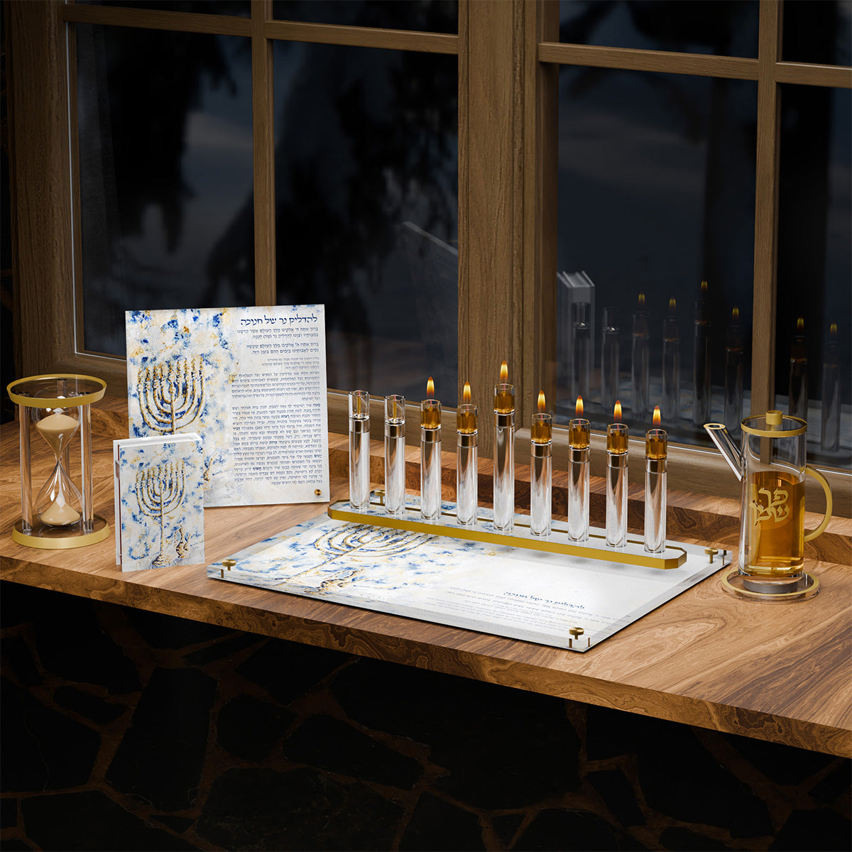 Chanukah Oil Jug — styled in use on a set table
