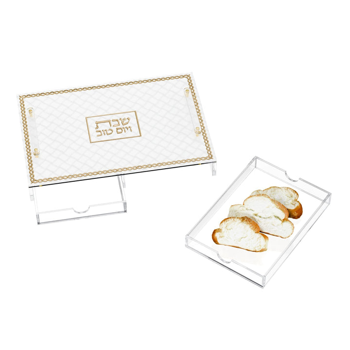 Woven Leatherite Challah Board with Tray — Shabbos