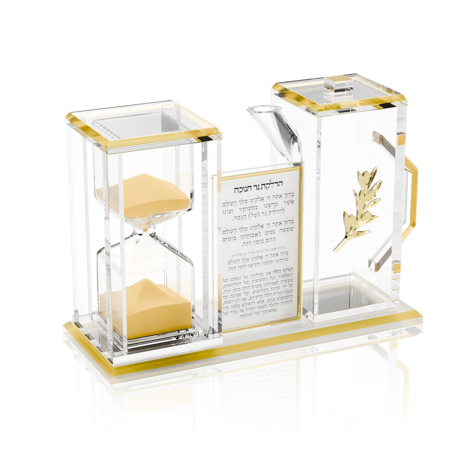 Hourglass & Oil Jug Set v.2 — Chanukah — Double-sided Chanukah brochos card included