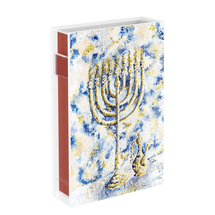 Splash of Gold Chanukah Matchbox — Holder | Judaica Square Lakewood