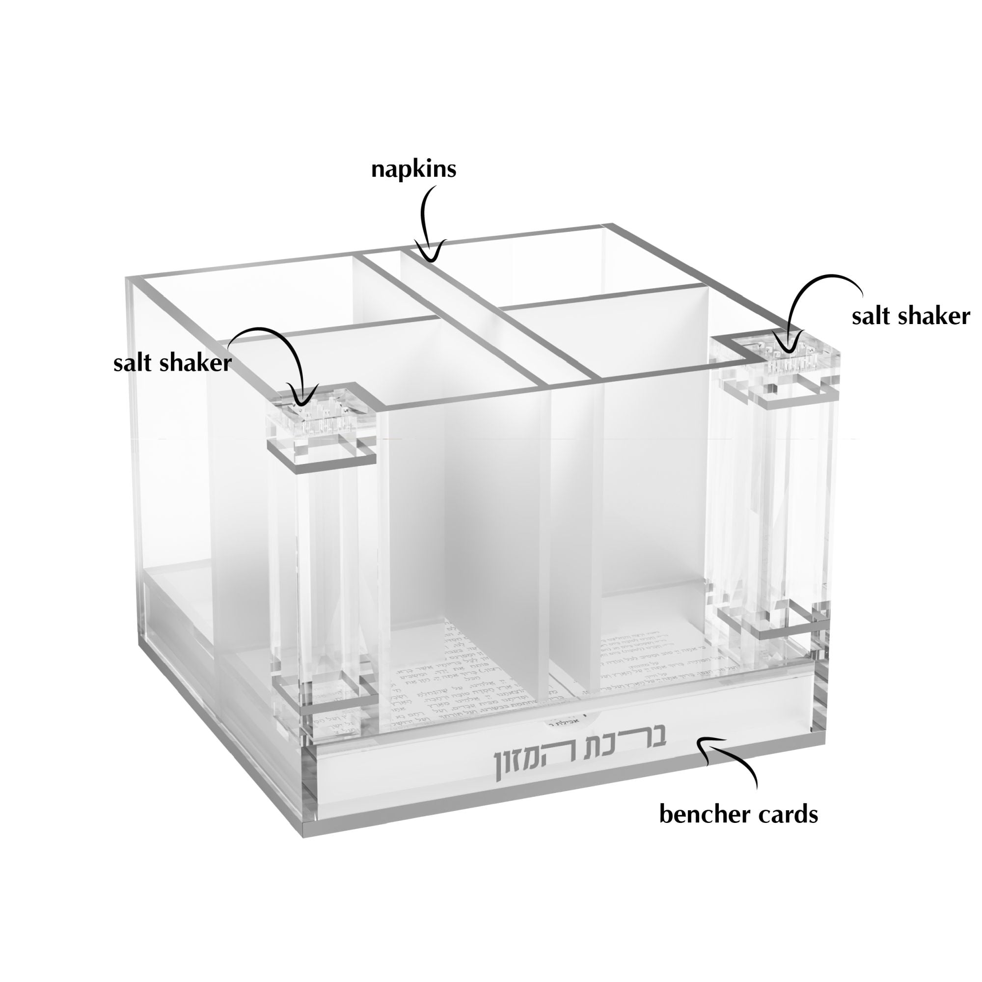Classic Cutlery Holder with Salt & Bencher Set — Shabbos — Shabbos Bencher Set | Judaica Square Lakewood