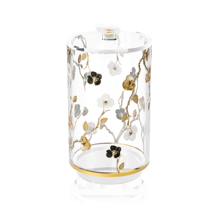 Ornate Garden Cookie Jar — clear jar with gold floral accents and magnetic lid | Judaica Square Lakewood