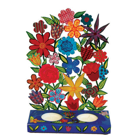 Flowers Laser Cut Hand Painted Candlesticks