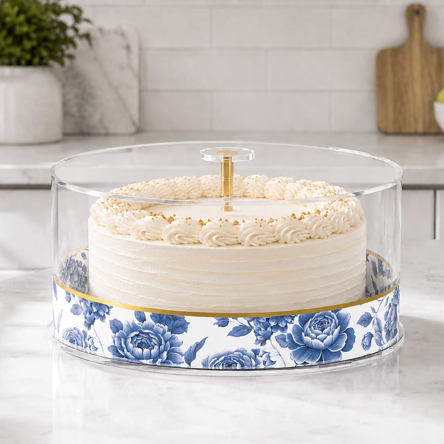 Maison Bloom Round Cake Log Holder — Acrylic | Judaica Square Lakewood