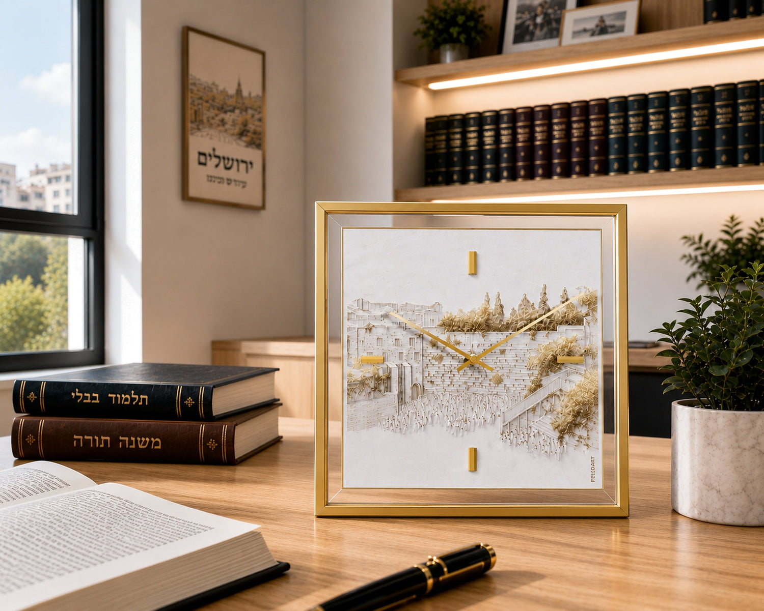 Elevated Stone Tabletop Clock — Acrylic | Judaica Square Lakewood
