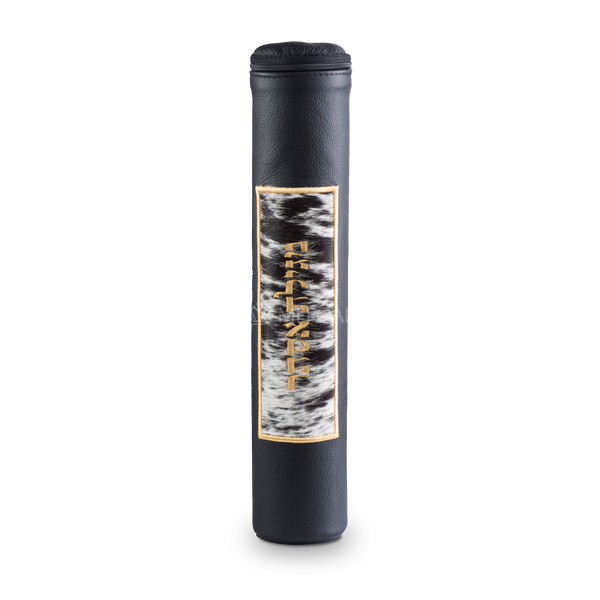 Black Megillah Holder, with Black and White Fur and Gold Embroidery - Megillah Cases
