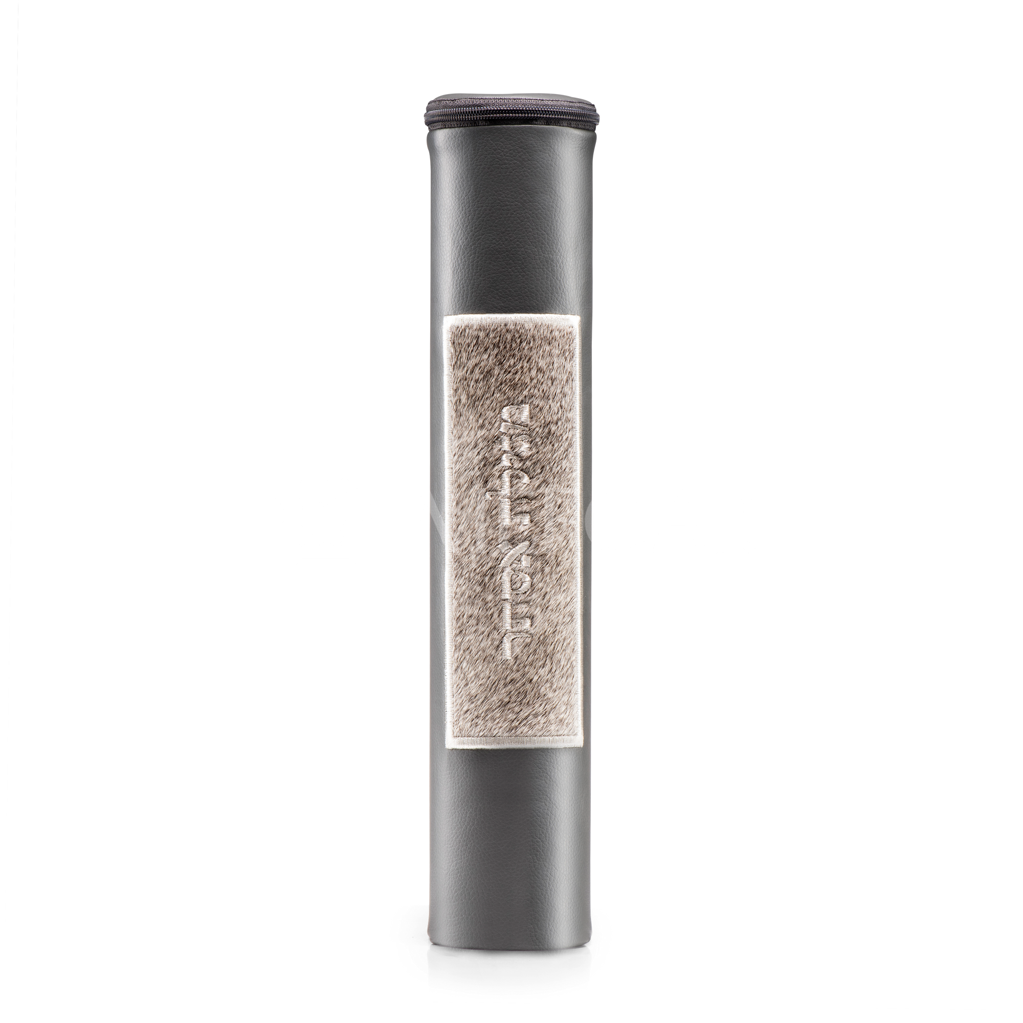 Grey  Megillah Holder, with Heather Grey Fur and Silver Embroidery - Megillah Cases