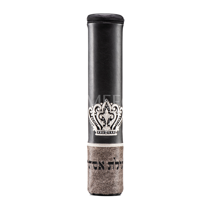 Black  Megillah Holder, with Grey Heather Fur and Silver Embroidery - Megillah Cases