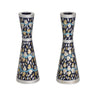 Emanuel Hand Painted Candlesticks Pomegranate Multicolor 7" (EM-CPP1)