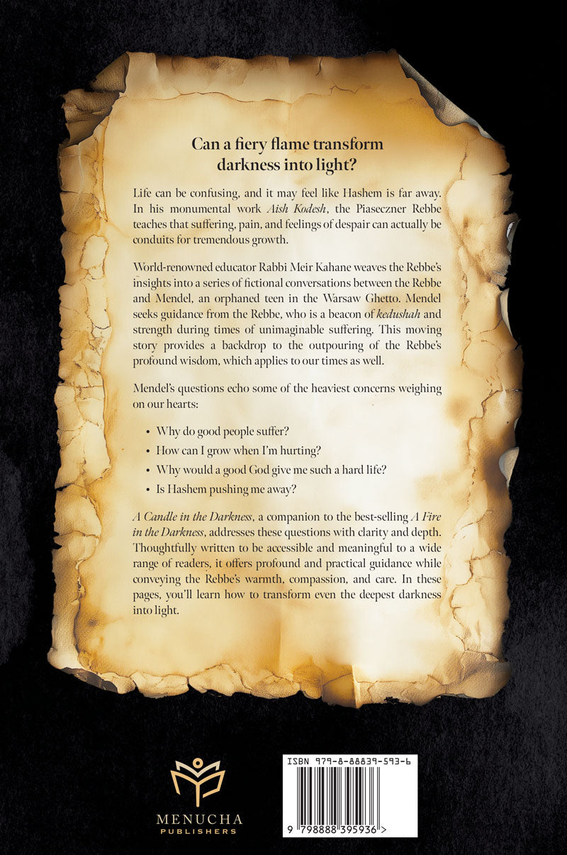 Back cover blurb and barcode — A Candle in the Darkness by Rabbi Meir B. Kahane